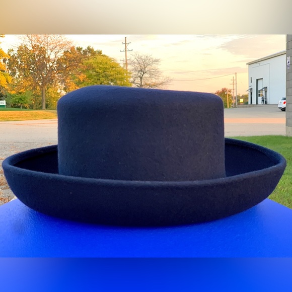 1980s Vintage 100% Wool LAURA ASHLEY Dark Navy Blue Women’s Hat - Picture 9 of 16